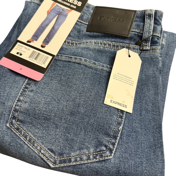 Express Denim - Express Embellished Straight Leg Jeans Medium Wash Studded EX010666 Women 6